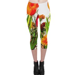 Tulip Gerbera Composites Broom Capri Leggings  by Pakrebo