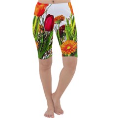 Tulip Gerbera Composites Broom Cropped Leggings  by Pakrebo