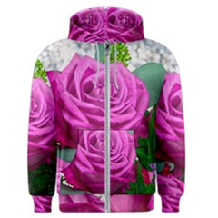 Rose Pink Purple Flower Bouquet Men s Zipper Hoodie by Pakrebo