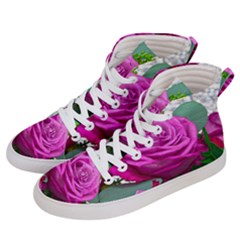 Rose Pink Purple Flower Bouquet Women s Hi-top Skate Sneakers by Pakrebo