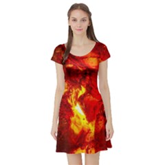 Bernstein Burning Stone Gem Short Sleeve Skater Dress