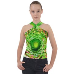 Ranunculus Blossom Bloom Nature Cross Neck Velour Top by Pakrebo