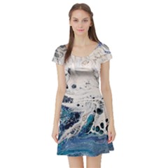 Paint Acrylic Paint Art Colorful Short Sleeve Skater Dress