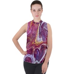 Paint Acrylic Paint Art Colorful Mock Neck Chiffon Sleeveless Top by Pakrebo