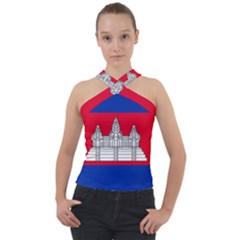 National Flag Of Cambodia Cross Neck Velour Top by abbeyz71