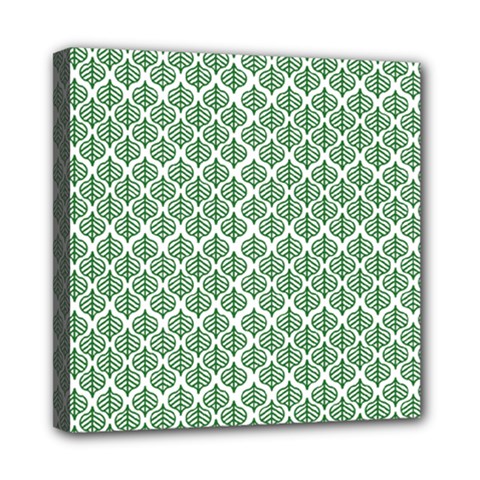 Green Leaf Pattern Mini Canvas 8  x 8  (Stretched)