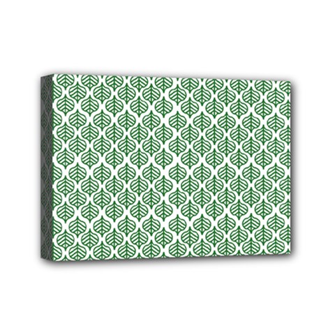 Green Leaf Pattern Mini Canvas 7  x 5  (Stretched)