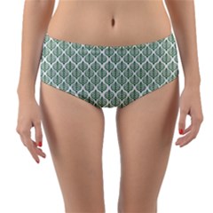 Green Leaf Pattern Reversible Mid-Waist Bikini Bottoms