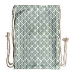 Green Leaf Pattern Drawstring Bag (large)