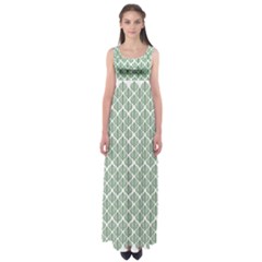 Green Leaf Pattern Empire Waist Maxi Dress