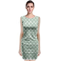 Green Leaf Pattern Classic Sleeveless Midi Dress
