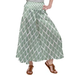 Green Leaf Pattern Satin Palazzo Pants