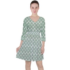Green Leaf Pattern Ruffle Dress