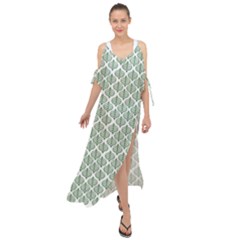 Green Leaf Pattern Maxi Chiffon Cover Up Dress