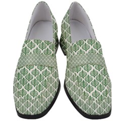 Green Leaf Pattern Women s Chunky Heel Loafers by Alisyart