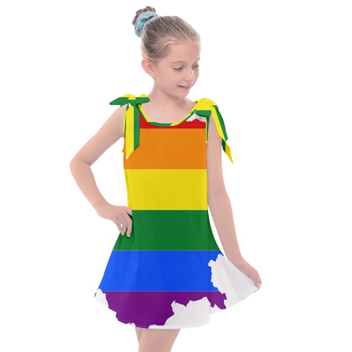 LGBT Flag Map of Cambodia Kids  Tie Up Tunic Dress
