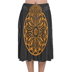 Background Design Pattern Tile Velvet Flared Midi Skirt