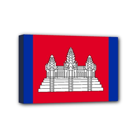 Vertical Display Of National Flag Of Cambodia Mini Canvas 6  X 4  (stretched)