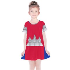 Vertical Display Of National Flag Of Cambodia Kids  Simple Cotton Dress by abbeyz71