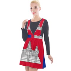 Vertical Display Of National Flag Of Cambodia Plunge Pinafore Velour Dress by abbeyz71