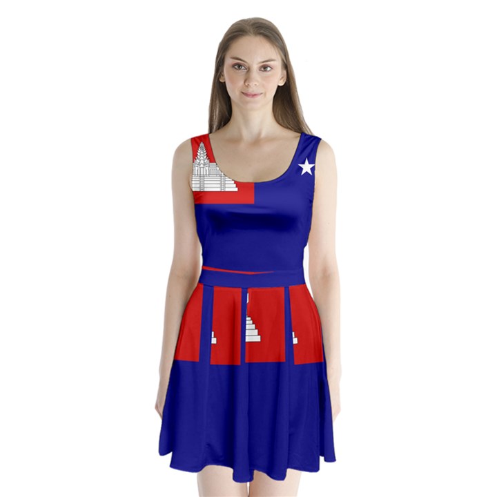 Flag of the Khmer Republic, 1970-1975 Split Back Mini Dress 