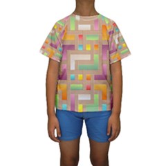 Abstract Background Colorful Kids  Short Sleeve Swimwear