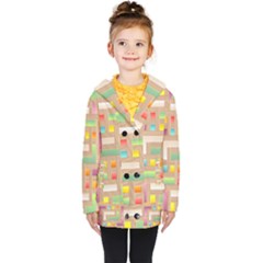 Abstract Background Colorful Kids  Double Breasted Button Coat