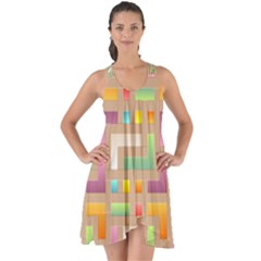 Abstract Background Colorful Show Some Back Chiffon Dress