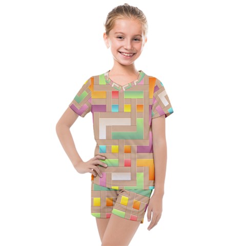 Abstract Background Colorful Kids  Mesh Tee And Shorts Set by HermanTelo
