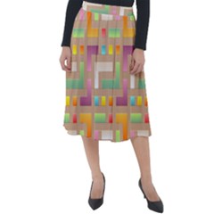 Abstract Background Colorful Classic Velour Midi Skirt 