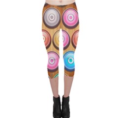 Background Colorful Abstract Brown Capri Leggings  by HermanTelo