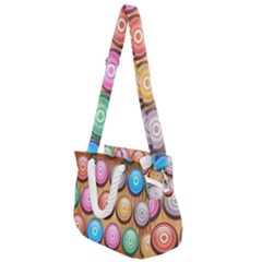 Background Colorful Abstract Brown Rope Handles Shoulder Strap Bag by HermanTelo