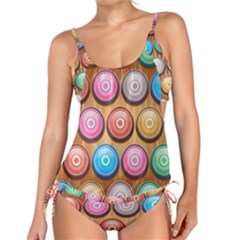 Background Colorful Abstract Brown Tankini Set