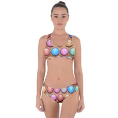 Background Colorful Abstract Brown Criss Cross Bikini Set