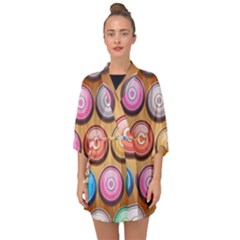 Background Colorful Abstract Brown Half Sleeve Chiffon Kimono