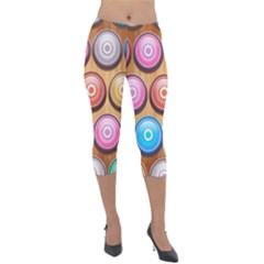 Background Colorful Abstract Brown Lightweight Velour Capri Leggings 