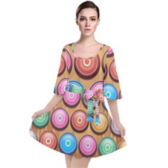 Background Colorful Abstract Brown Velour Kimono Dress by HermanTelo