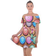 Background Colorful Abstract Brown Off Shoulder Velour Dress