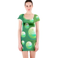 Background Colorful Abstract Circle Short Sleeve Bodycon Dress