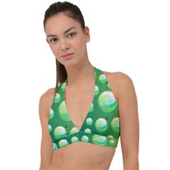 Background Colorful Abstract Circle Halter Plunge Bikini Top