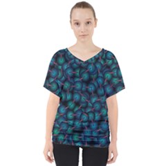 Background Abstract Textile Design V-neck Dolman Drape Top