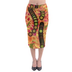 Abstract Background Digital Green Midi Pencil Skirt