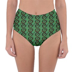 Abstract Pattern Graphic Lines Reversible High-waist Bikini Bottoms