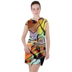 Abstract Transparent Drawing Drawstring Hooded Dress