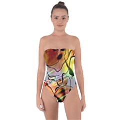 Abstract Transparent Drawing Tie Back One Piece Swimsuit by HermanTelo