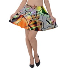 Abstract Transparent Drawing Velvet Skater Skirt