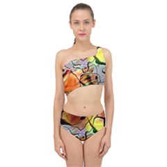 Abstract Transparent Drawing Spliced Up Two Piece Swimsuit by HermanTelo