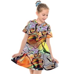 Abstract Transparent Drawing Kids  Short Sleeve Shirt Dress