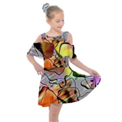 Abstract Transparent Drawing Kids  Shoulder Cutout Chiffon Dress