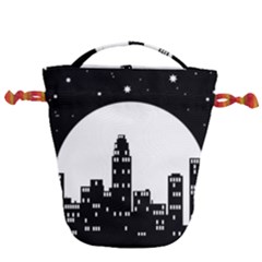 City Night Moon Star Drawstring Bucket Bag by HermanTelo